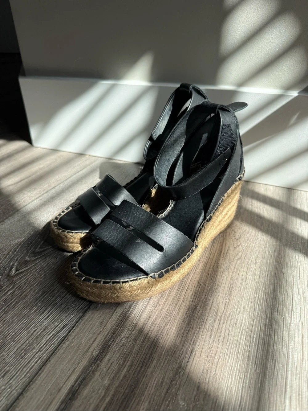 Franco Sarto black Espadrille Platform Sandals